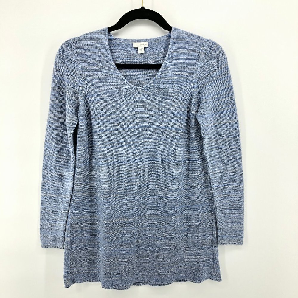 J. JILL PureJill Linen Cotton Blue Tunic Sweater